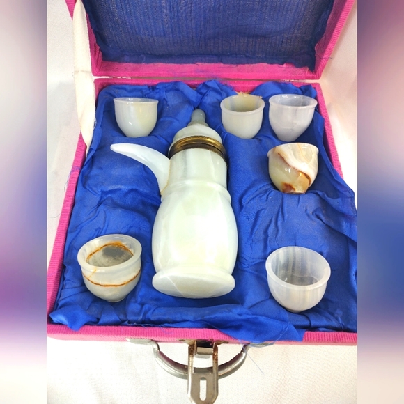 VINTAGE FANCY ONYX TEA SET KAVA TEA CUPS SETS KITCHEN HOME DECOR GIFTS
